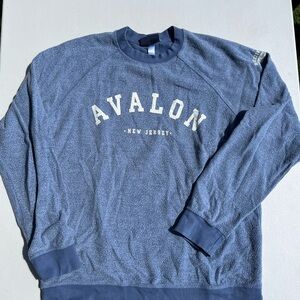 Blue Crewneck Sweatshirt with Arched Avalon Print